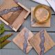 Handmade Purple Epoxy River and Acacia Wood Wood Set of 4 Decorative Table Coasters with Stand
